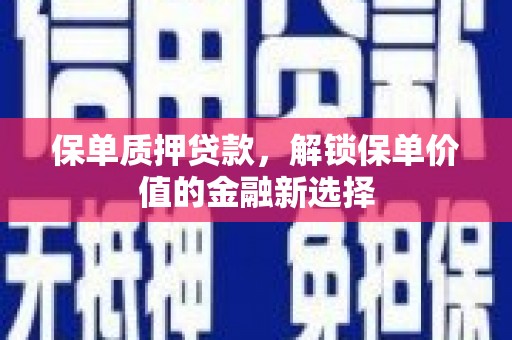郊区保单质押贷款，解锁保单价值的金融新选择