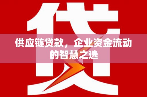 郊区供应链贷款，企业资金流动的智慧之选