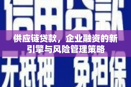 郊区供应链贷款，企业融资的新引擎与风险管理策略